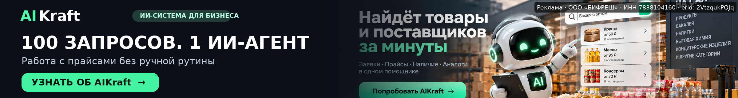 Реклама AIKraft — ИИ-помощник для бизнеса